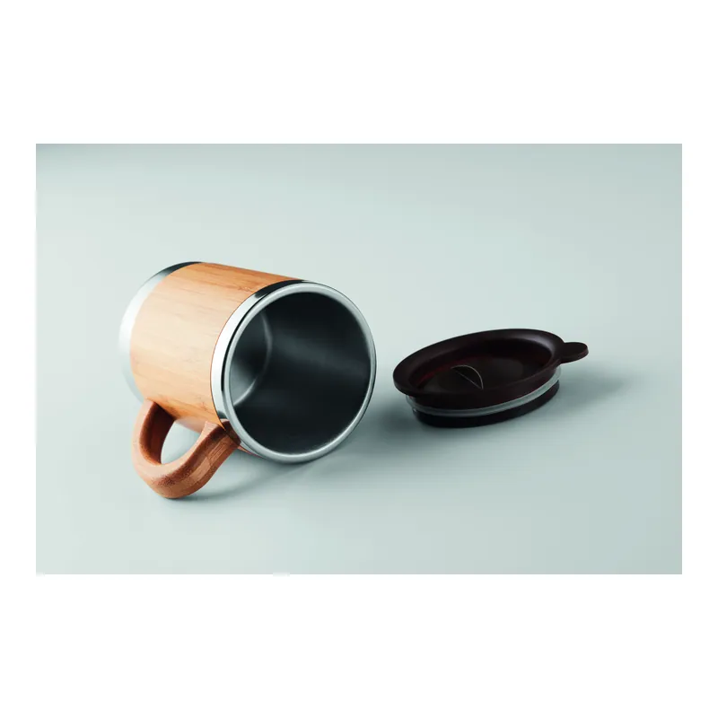 Arcipelago – Tumbler termico in acciaio inox 300 ml, colore Legno, vista aperta