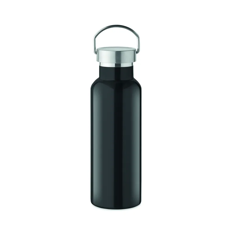 Cipresso – Borraccia termica in acciaio inox riciclato 500 ml, colore Nero, vista fronte