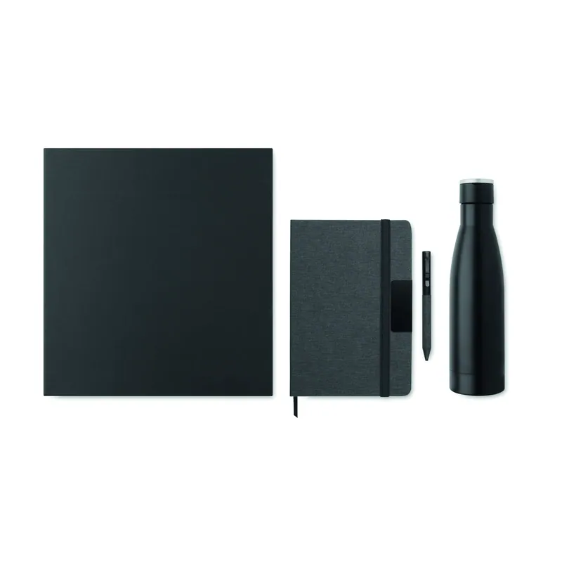 Stambecco – Set con borraccia in carta, colore Nero, vista dall alto