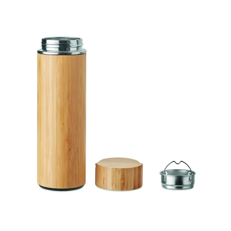 Tramontana – Borraccia termica in acciaio inox 400 ml, colore Legno, vista aperta
