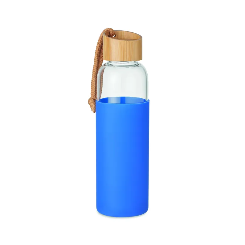 Ghiaia – Borraccia in vetro 500 ml, colore Blu Royal, vista fronte