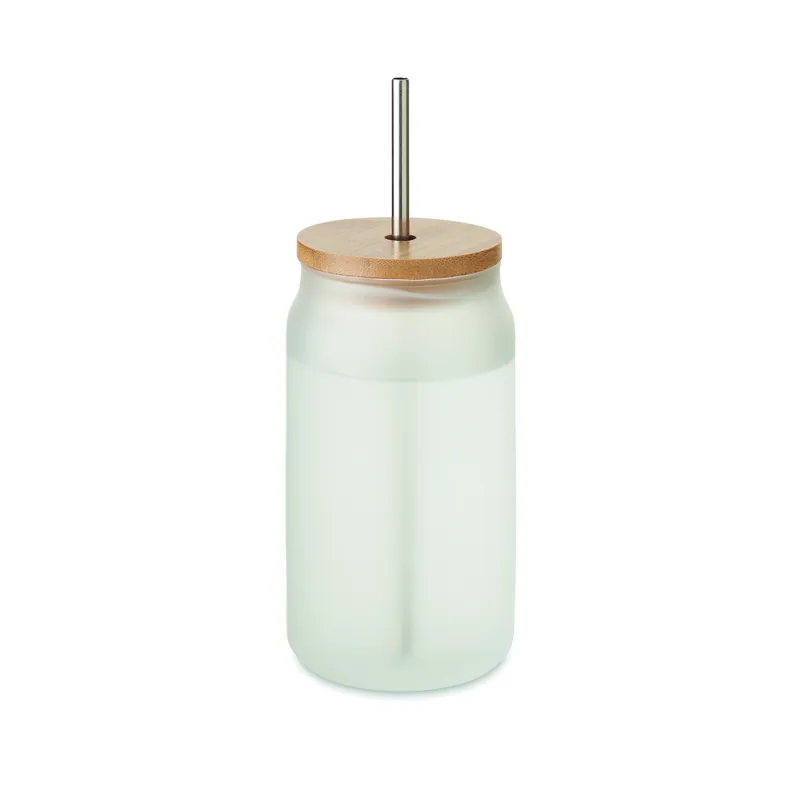 Baia – Borraccia in vetro 400 ml, colore Bianco Trasparente, vista aperta