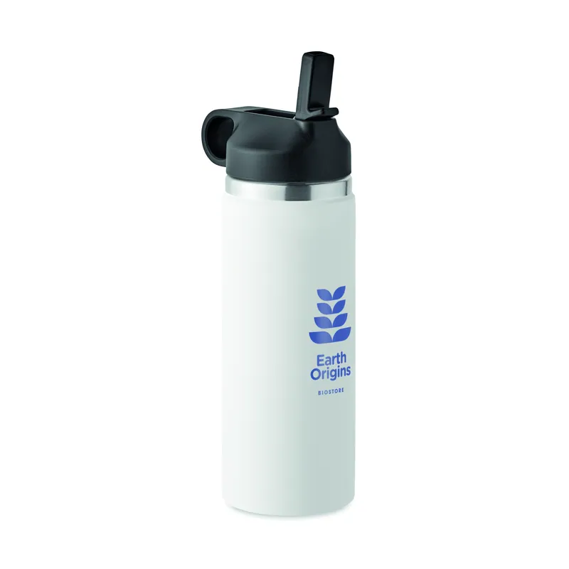 Pomice – Borraccia termica in acciaio inox riciclato 500 ml, colore Bianco, esempio di stampa
