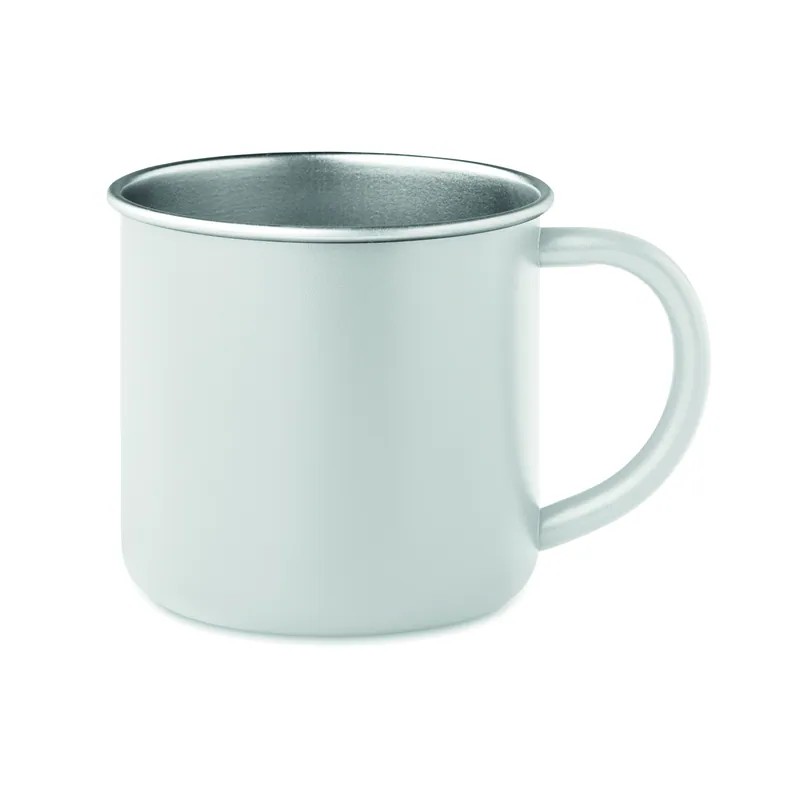 Pineta – Tazza da viaggio in acciaio inox riciclato 300 ml, colore Bianco, vista fronte