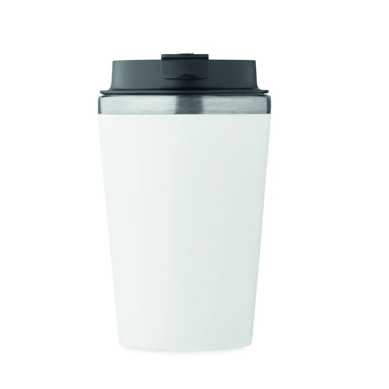 Marmo – Bicchiere riutilizzabile in acciaio inox riciclato 350 ml, colore Bianco, vista lato