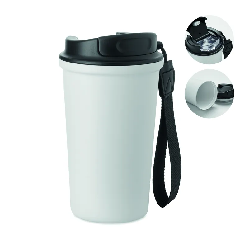 Morena – Bicchiere riutilizzabile in acciaio inox riciclato 400 ml, colore Bianco, vista fronte