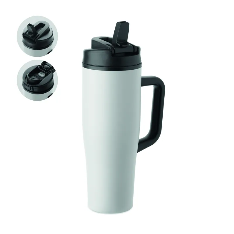 Sorgente alta – Bicchiere riutilizzabile in acciaio inox riciclato 900 ml, colore Bianco, vista fronte