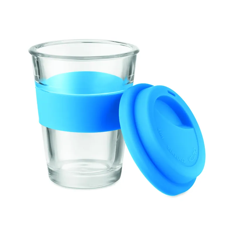 Luna – Bicchiere riutilizzabile in vetro 350 ml, colore Blu, vista lato