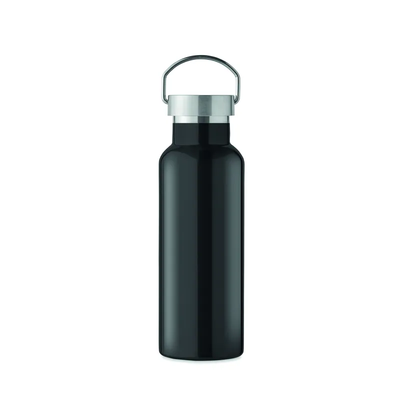 Cipresso – Borraccia termica in acciaio inox riciclato 500 ml, colore Nero, vista retro