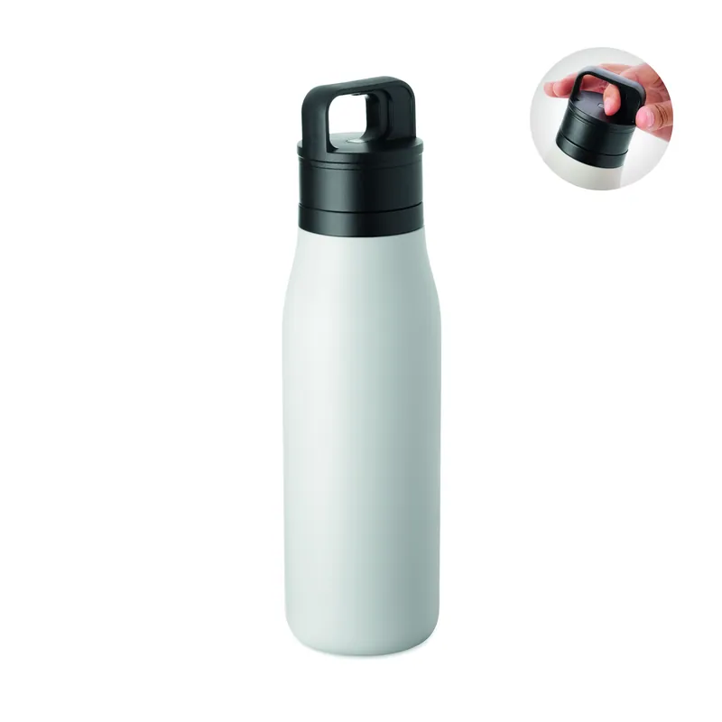 Tramonto – Borraccia termica in acciaio inox riciclato 500 ml, colore Bianco, vista fronte