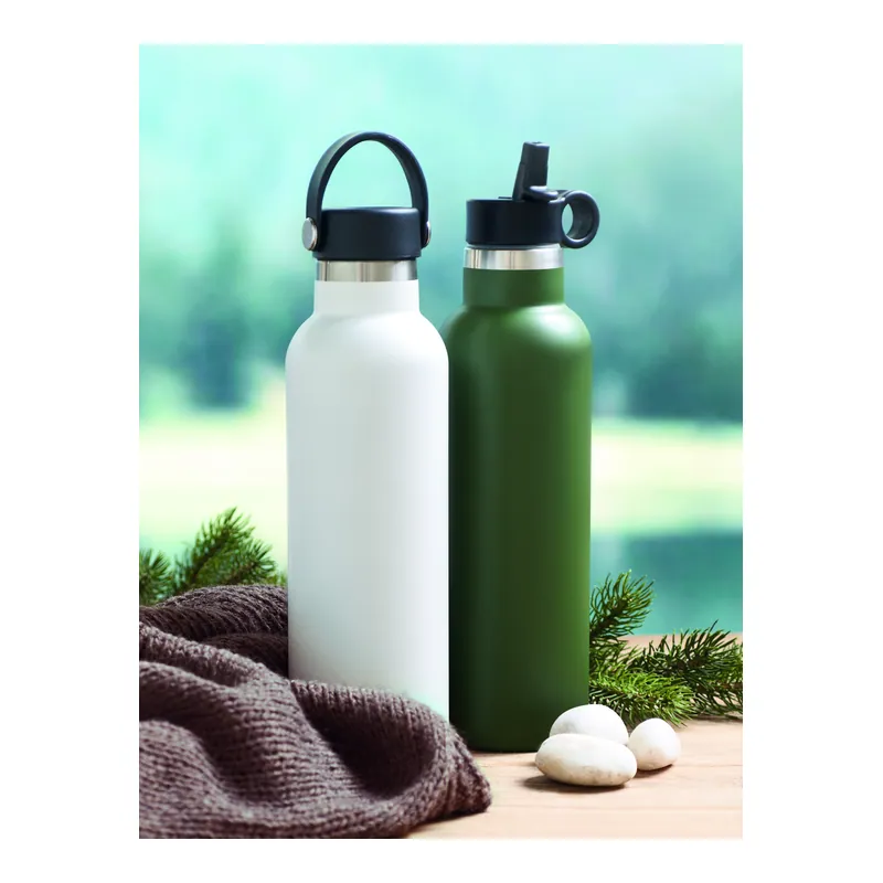 Edera – Borraccia termica in acciaio inox riciclato 700 ml, colore Bianco, vista aperta