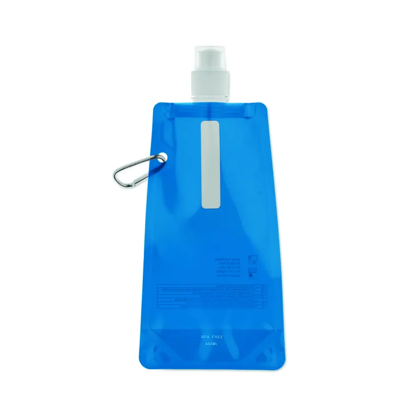Cervo – Borraccia sportiva in PET 480 ml, colore Blu Trasparente, vista fronte