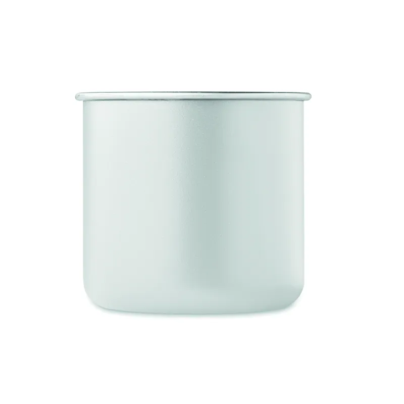 Pineta – Tazza da viaggio in acciaio inox riciclato 300 ml, colore Bianco, vista lato