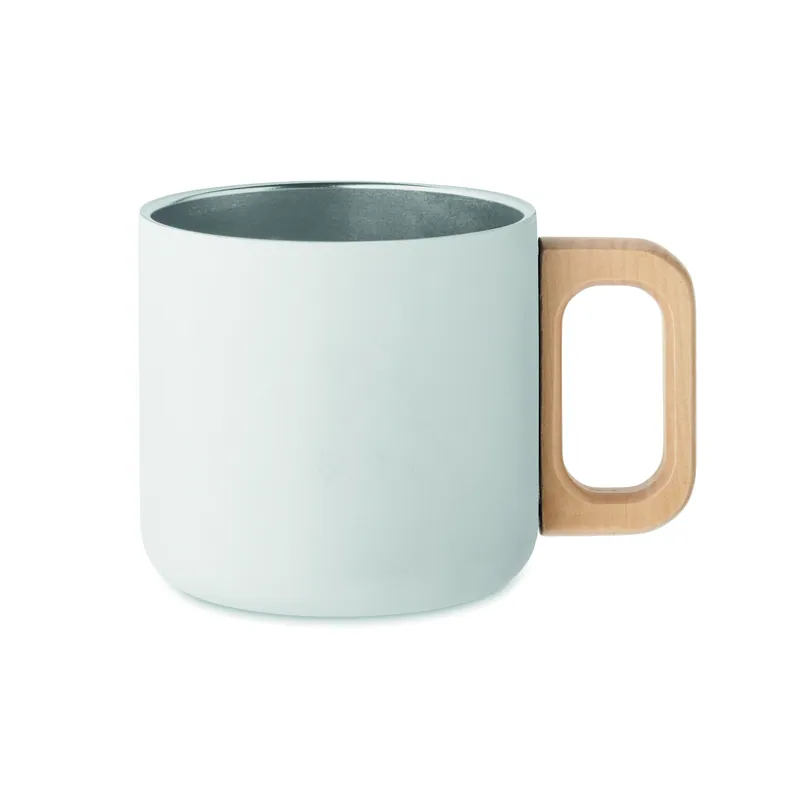 Betulla – Tazza da viaggio in acciaio inox riciclato 350 ml, colore Bianco, vista fronte