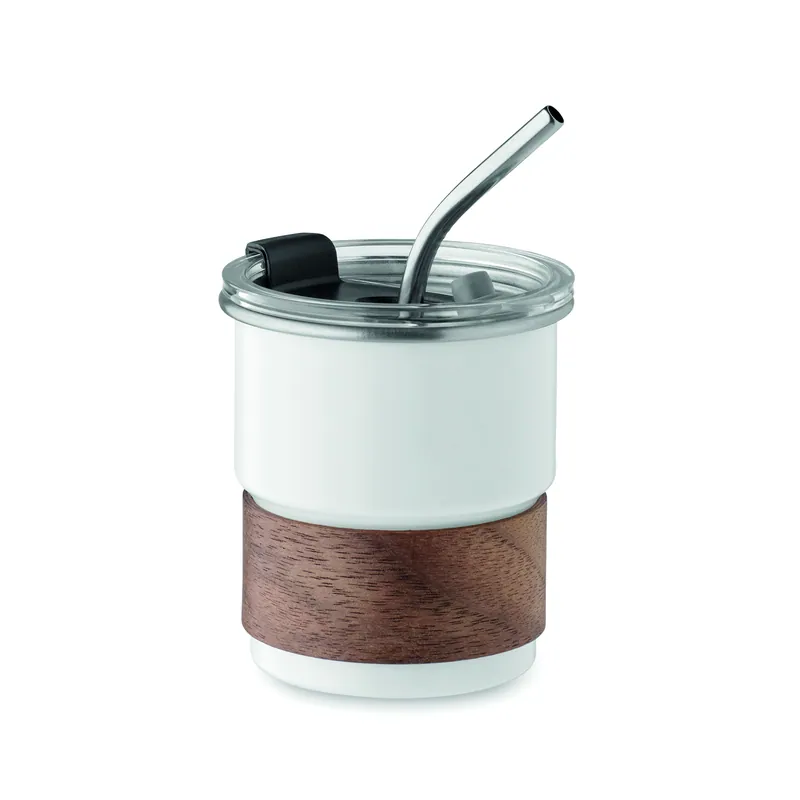 Falco – Bicchiere riutilizzabile in acciaio inox riciclato 260 ml, colore Bianco, vista fronte