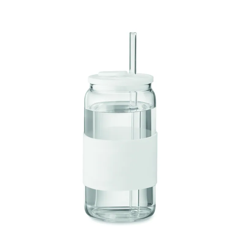 Lago – Bicchiere riutilizzabile in vetro borosilicato 550 ml, colore Bianco, vista lato