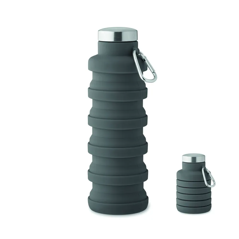 Menta – Borraccia sportiva in silicone 500 ml, colore Grigio Pietra, vista fronte