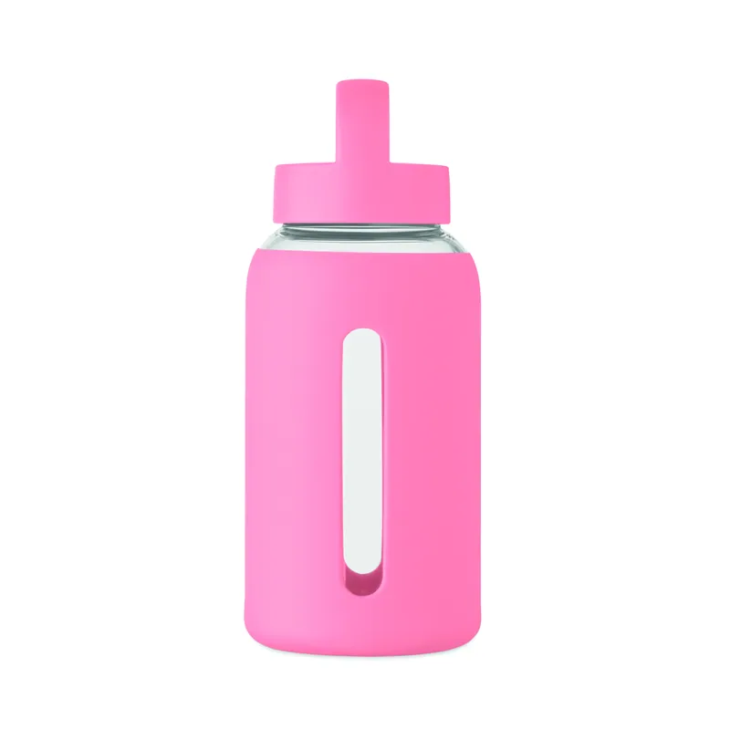 Mirto – Borraccia in vetro 600 ml, colore Rosa Baby, vista aperta