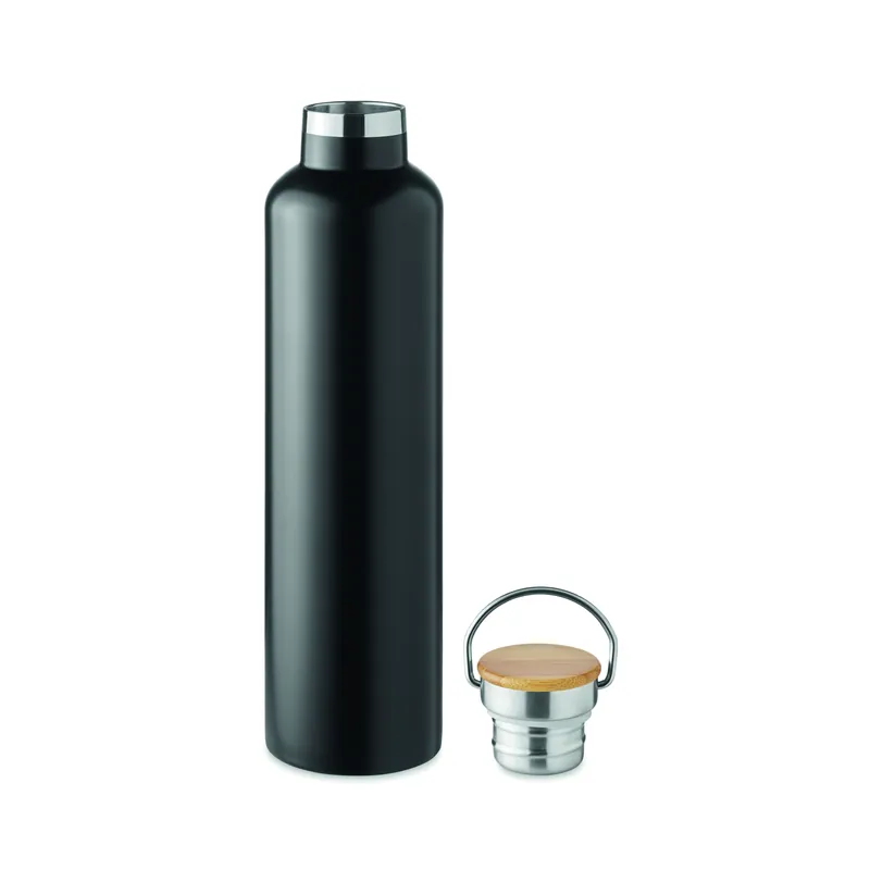Travertino – Thermos in acciaio inox 1 litro, colore Nero, vista lato