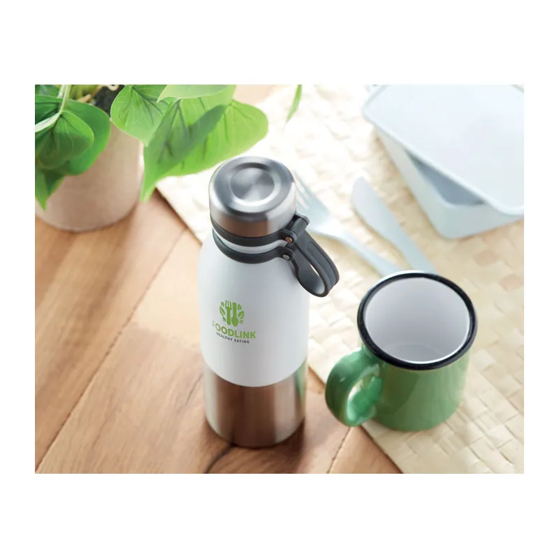 Giada – Borraccia termica in acciaio inox 600 ml, colore Bianco, esempio di stampa
