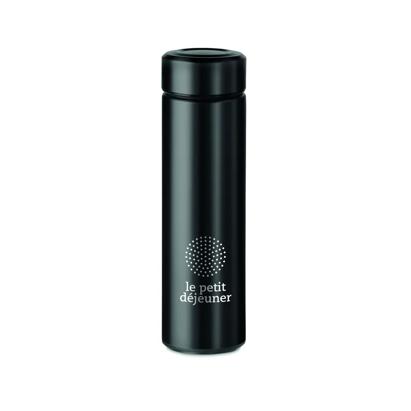 Larice – Borraccia termica in acciaio inox 425 ml, colore Nero, esempio di stampa