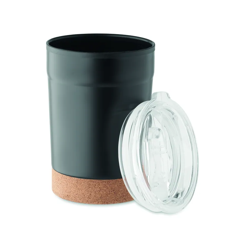 Camelia – Tumbler termico in acciaio inox 300 ml, colore Nero, vista aperta