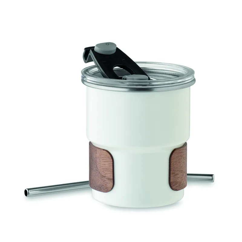Falco – Bicchiere riutilizzabile in acciaio inox riciclato 260 ml, colore Bianco, vista lato