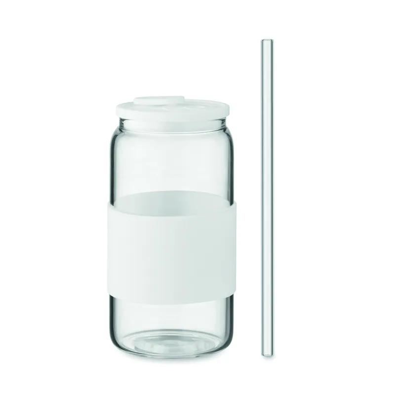 Lago – Bicchiere riutilizzabile in vetro borosilicato 550 ml, colore Bianco, vista retro