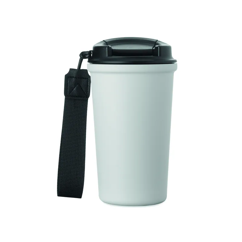 Morena – Bicchiere riutilizzabile in acciaio inox riciclato 400 ml, colore Bianco, vista aperta