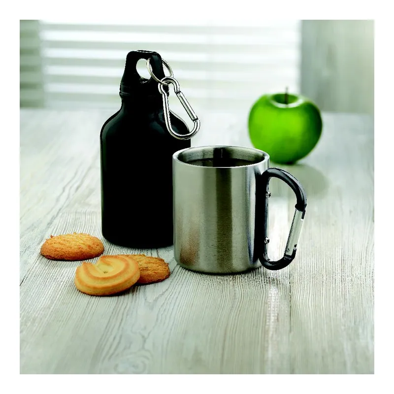 Aurora – Tumbler termico in acciaio inox 220 ml, colore Nero, foto ambientata