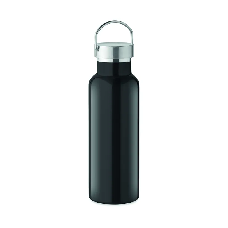 Cipresso – Borraccia termica in acciaio inox riciclato 500 ml, colore Nero, vista aperta