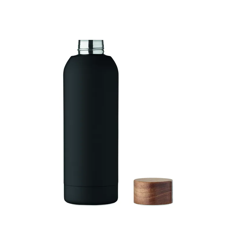 Cratere – Borraccia sportiva in acciaio inox 700 ml, colore Nero, vista aperta