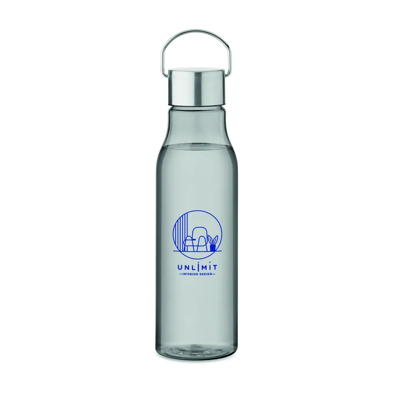 Temporale – Borraccia sportiva in RPET riciclato 600 ml, colore Grigio Trasparente, esempio di stampa