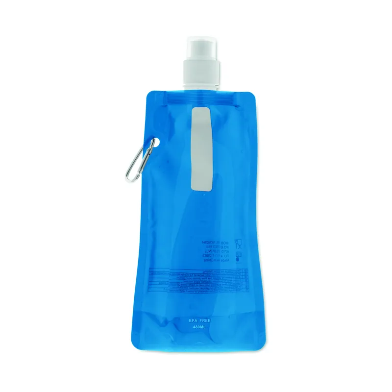 Cervo – Borraccia sportiva in PET 480 ml, colore Blu Trasparente, vista retro