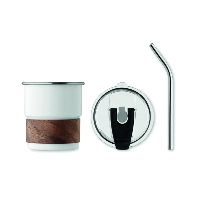 Falco – Bicchiere riutilizzabile in acciaio inox riciclato 260 ml, colore Bianco, vista retro