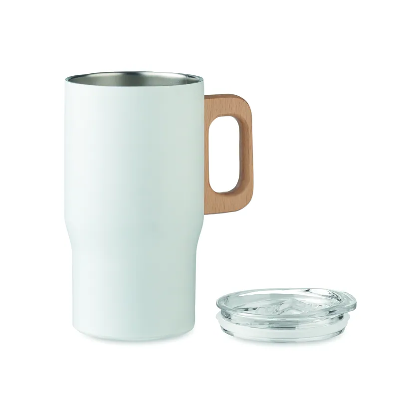 Stella alpina – Bicchiere riutilizzabile in acciaio inox riciclato 350 ml, colore Bianco, vista lato