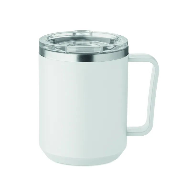 Maestrale – Tazza da viaggio in acciaio inox 400 ml, colore Bianco, vista fronte