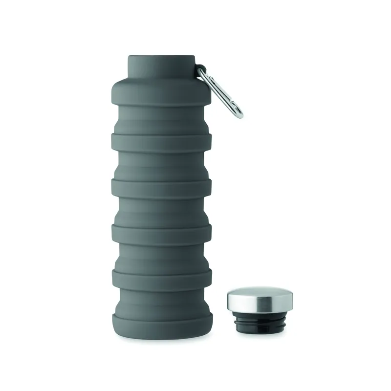 Menta – Borraccia sportiva in silicone 500 ml, colore Grigio Pietra, vista aperta
