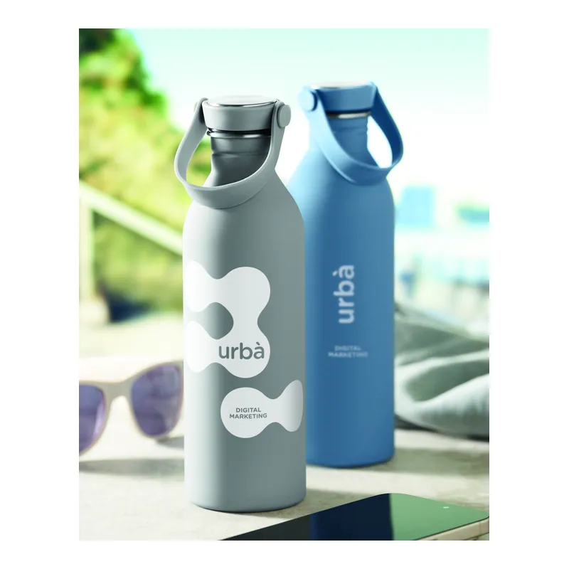 Ciottolo – Borraccia sportiva in acciaio inox 500 ml, colore Grigio, esempio di stampa