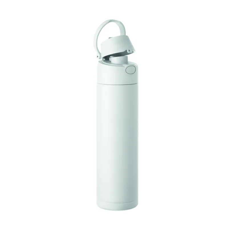 Tiglio – Borraccia sportiva in acciaio inox riciclato 650 ml, colore Bianco, vista lato