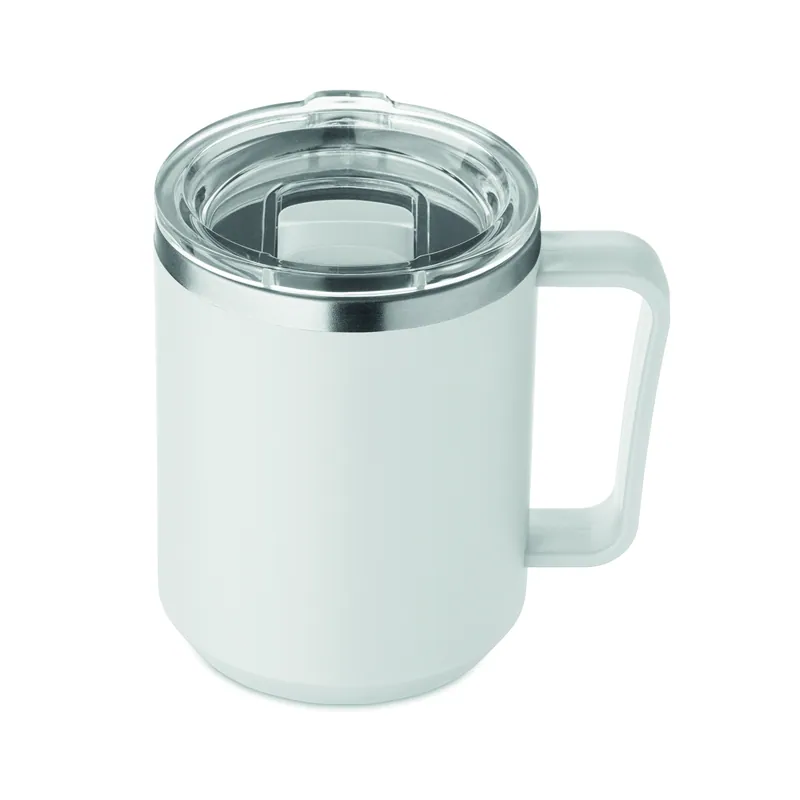 Maestrale – Tazza da viaggio in acciaio inox 400 ml, colore Bianco, vista retro