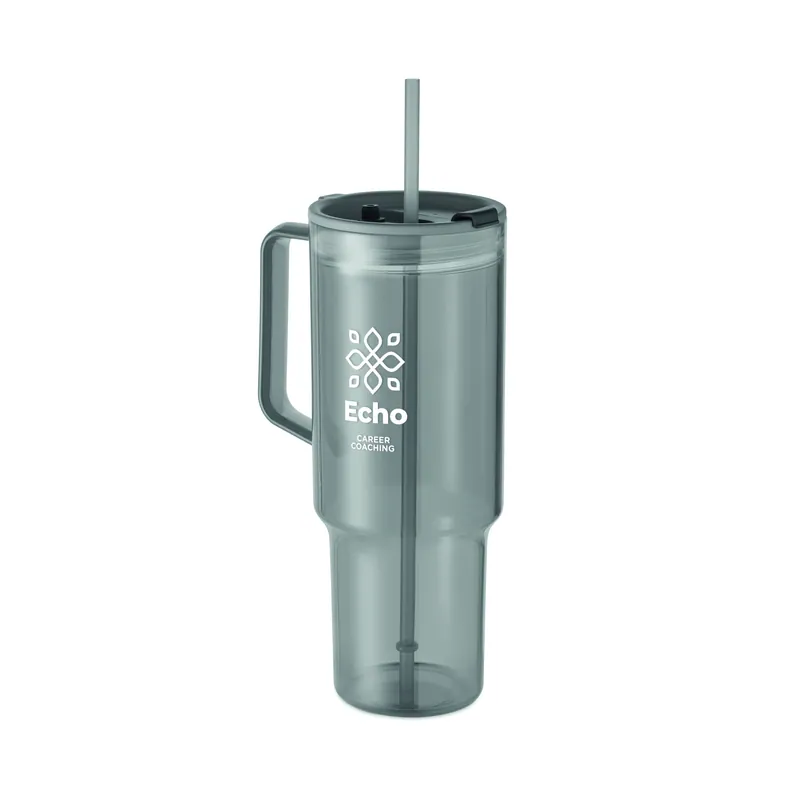 Crepuscolo – Bicchiere riutilizzabile in RPET riciclato 1200 ml, colore Grigio Trasparente, esempio di stampa