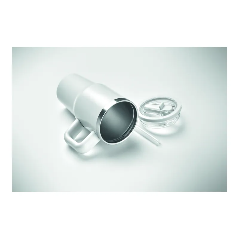 Brina – Bicchiere riutilizzabile in acciaio inox riciclato 500 ml, colore Bianco, vista aperta