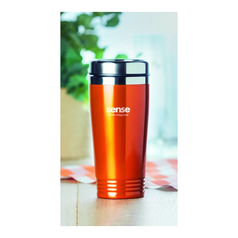 Marea – Tumbler termico in acciaio inox 400 ml, colore Arancio, esempio di stampa