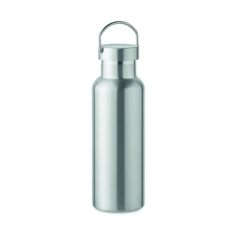 Cipresso – Borraccia termica in acciaio inox riciclato 500 ml, colore Argento Opaco, vista lato