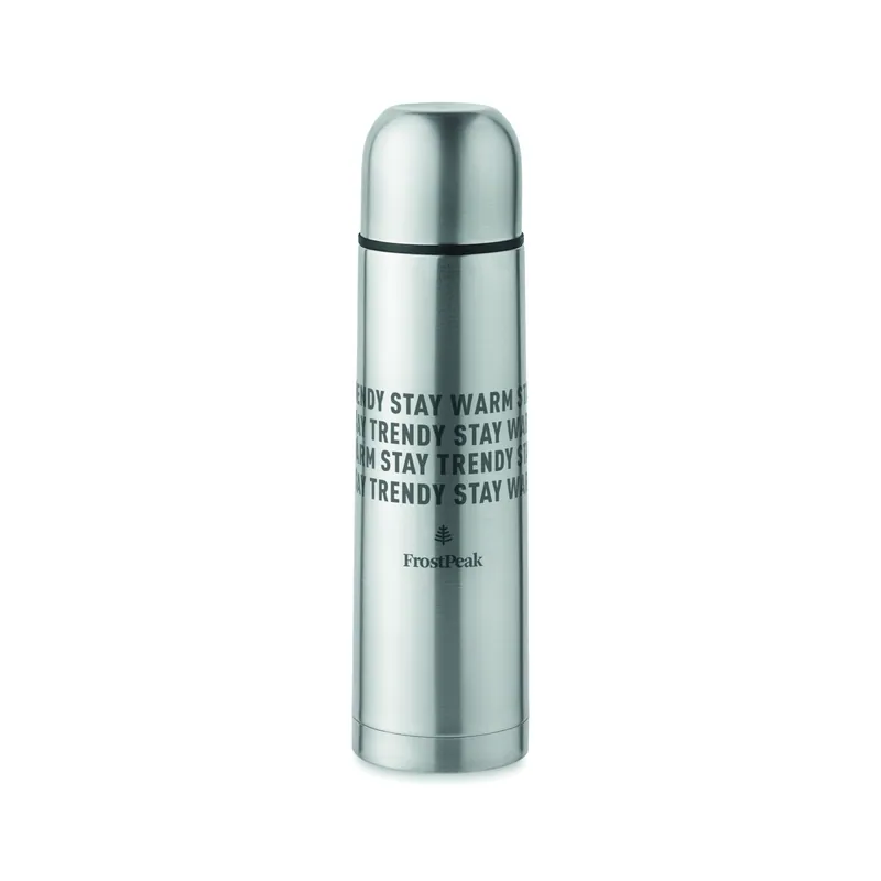 Cascata – Thermos in acciaio inox riciclato 500 ml, colore Argento Opaco, esempio di stampa