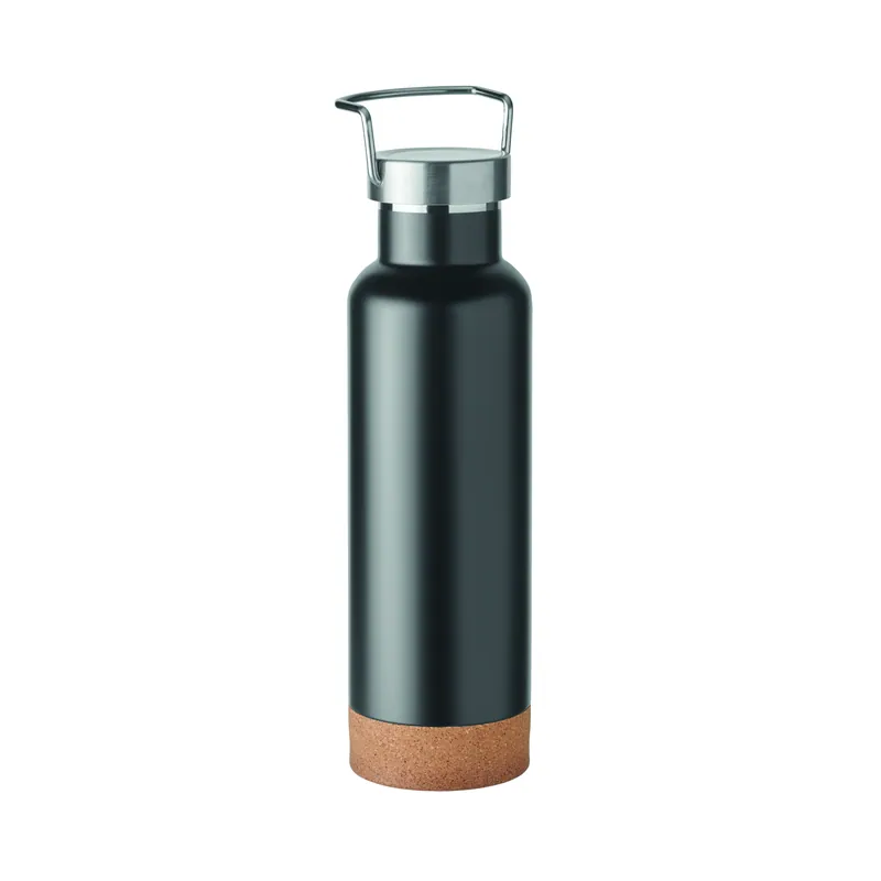 Quarzo – Borraccia termica in acciaio inox riciclato 500 ml, colore Nero, vista lato