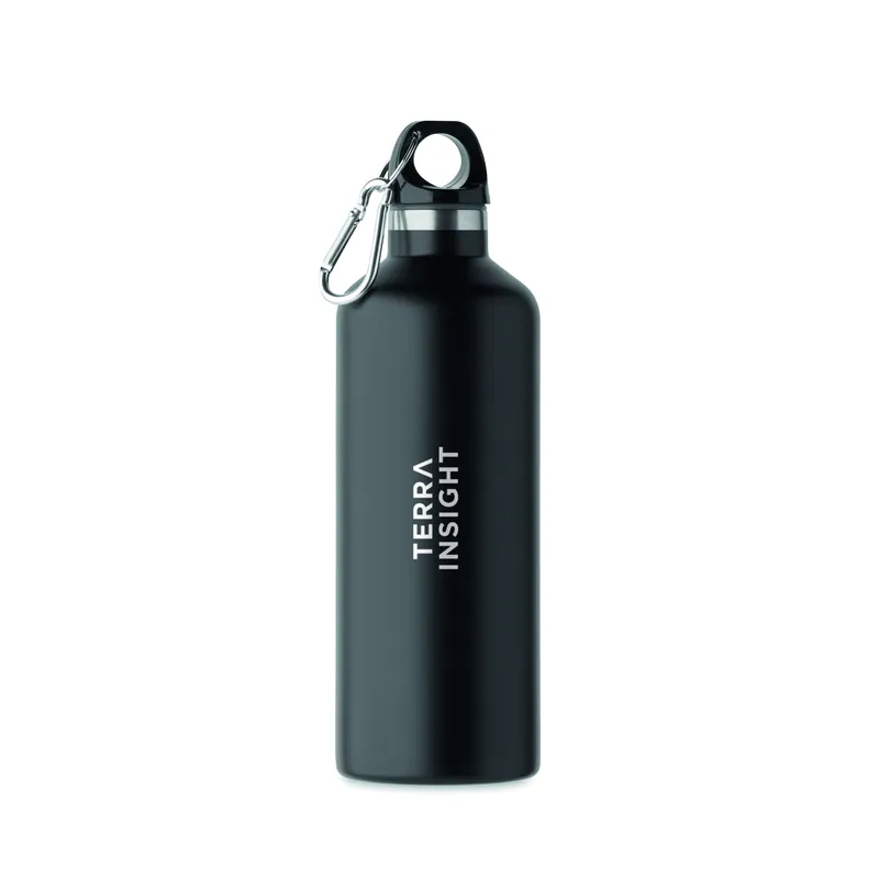 Gheppio – Thermos in acciaio inox riciclato 500 ml, colore Nero, esempio di stampa