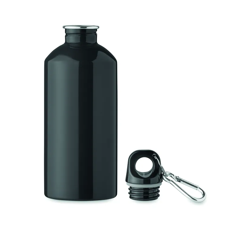 Alba – Borraccia sportiva in acciaio inox 500 ml, colore Nero, vista aperta