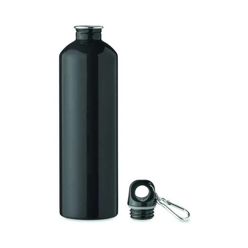 Fiordo – Borraccia sportiva in acciaio inox riciclato 750 ml, colore Nero, vista aperta